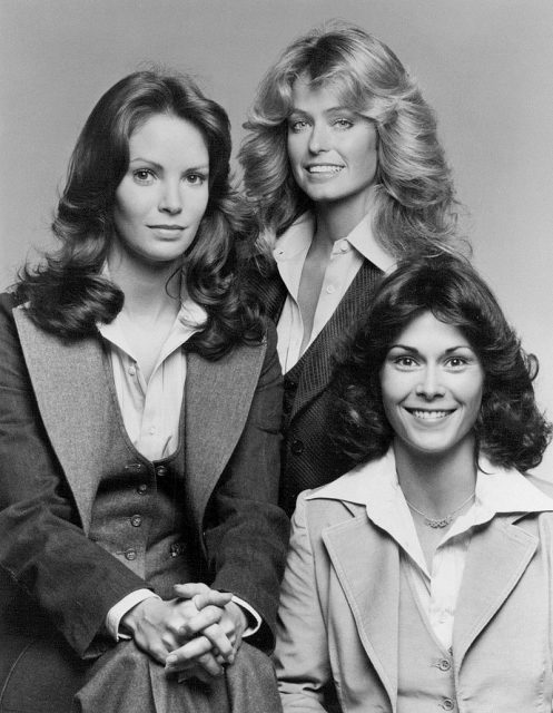 Publicity photo of the cast of the television program Charlie’s Angels. From left: Jaclyn Smith, Farrah Fawcett-Majors, and Kate Jackson.