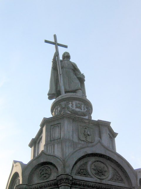 Saint Vladimir Monument on Saint Vladimir Hill in Kiev, often depicted in paintings and photographs of the city.