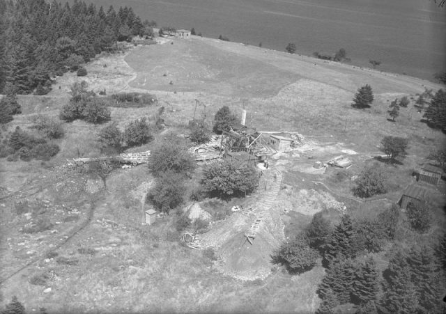 Digs and buildings, Oak Island, Nova Scotia, Canada, August 1931.