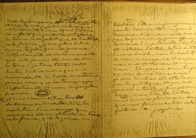 Divorce letter from Joséphine to Napoleon, 1809.