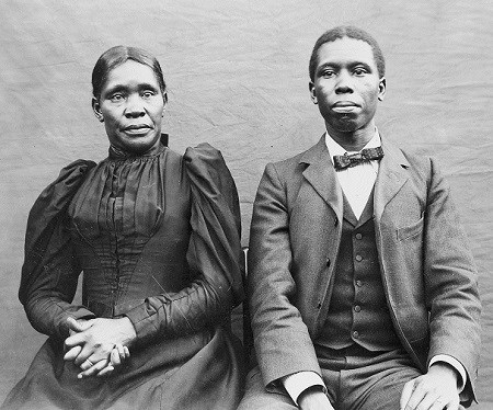 Couple posing in a studio