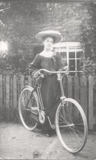 Emmy Souter of South Cave with bicycle c. 1900s