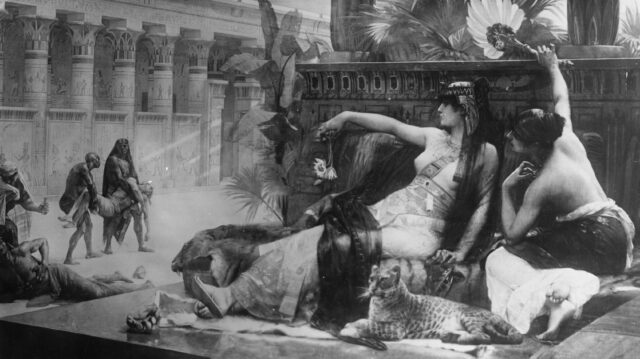Portrait of Cleopatra laying down.