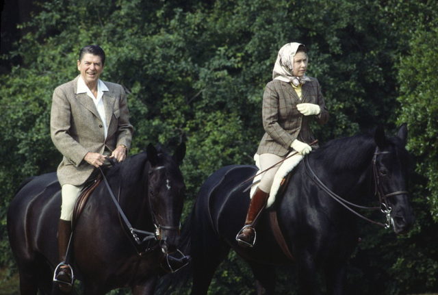 the Queen with Ronald Reagan