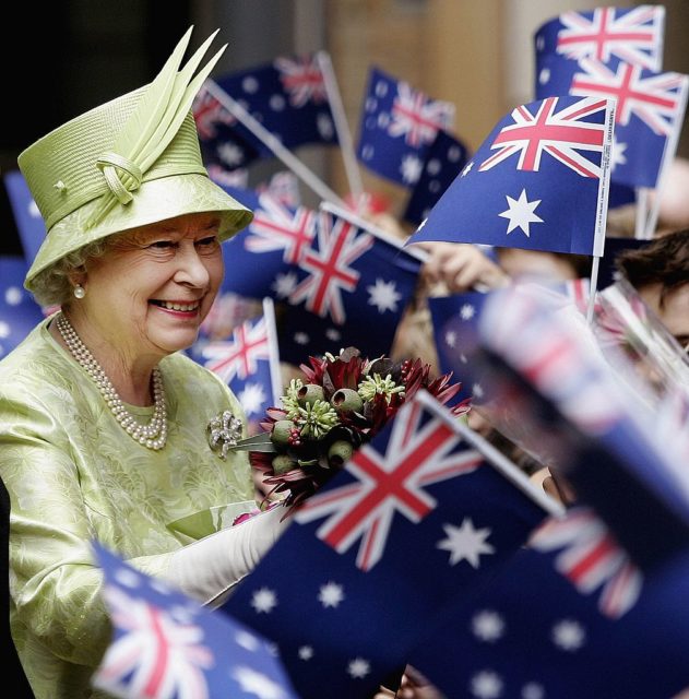 The Queen greets a crowd in Australia