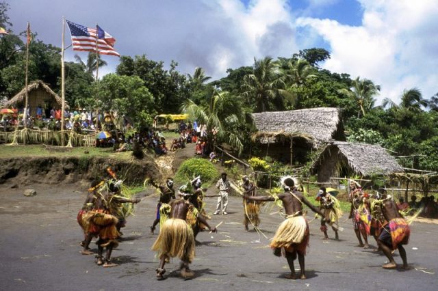 The origin of the John Frum Movement is linked to the presence of US troops during World War II, while others believe it began as an anti-colonial and anti-missionary movement during the 1930s. Photo by BEN BOHANE/AFP/Getty Images