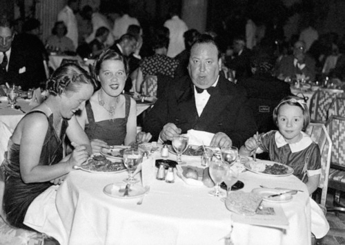 (Left to right) Alma Reville, Joan Harrison, Alfred Hitchcock, and Patricia Hitchcock, August 24, 1937.