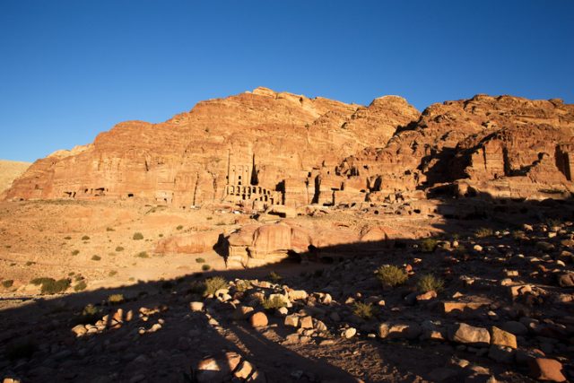 The Urn Tomb at Petra at Sunset.