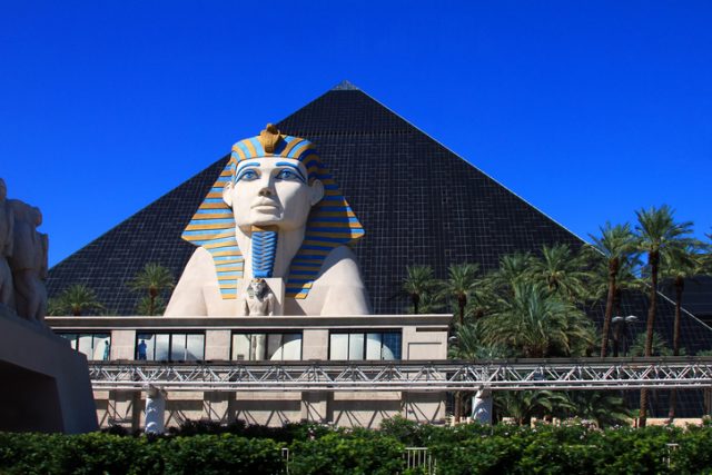 Las Vegas, USA – September 22, 2011: A glimpse at the Sphinx on the Luxor hotel ground in Las Vegas.