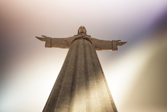 Concrete statue of jesus