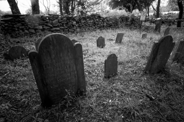 Tombstones in a small rural cemetery.