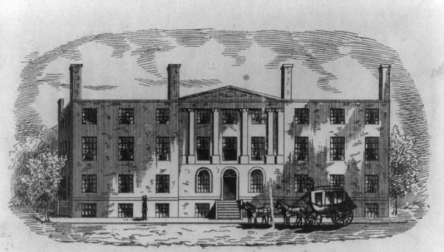 The Blodget Hotel which housed the US Patent Office; spared during the burning of Washington in 1814. The Patent Office later burned in 1836.