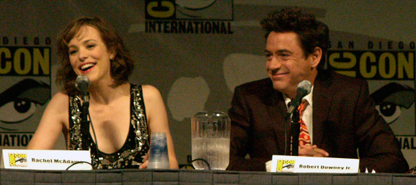 McAdams and Downey, Jr. at a panel to promote the film at the 2009 San Diego Comic-Con Photo by Natasha Baucas CC BY 2.0