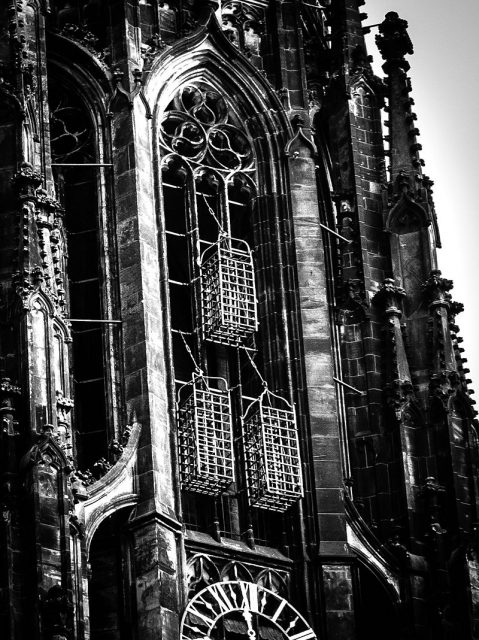 Cages of the Anabaptists at the Tower of St. Lamberti Church, Münster, North Rhine-Westphalia, Germany. Photo by Dietmar Rabich CC BY-SA 4.0