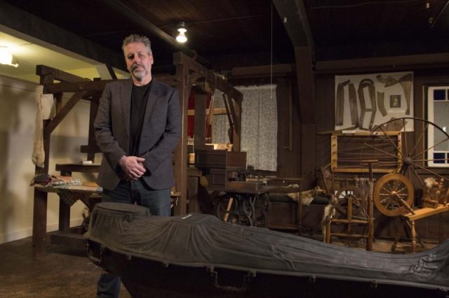 Forensic archaeologist Scott Warnasch with a 19th-century Fisk metallic burial case. Credit: Courtesy of Impossible Factual.