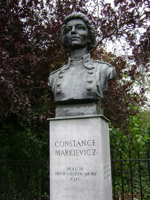 The bust of Constance Markievicz in St Stephen’s Green, Dublin.