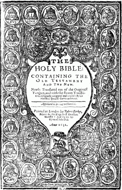 The title page of The Wicked Bible.