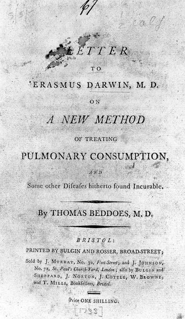Title page to ‘Letter to Erasmus Darwin…,’ 1793. Photo by Wellcome Images CC BY 4.0