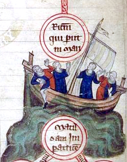 An early 14th century depiction of the White Ship sinking in 1120