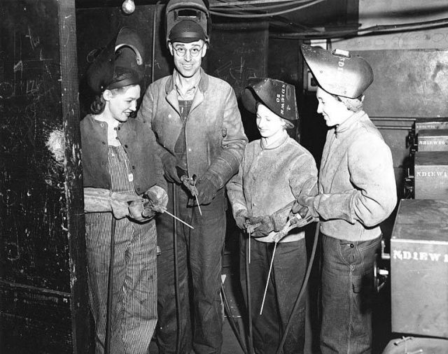 Factory workers, c. 1945.