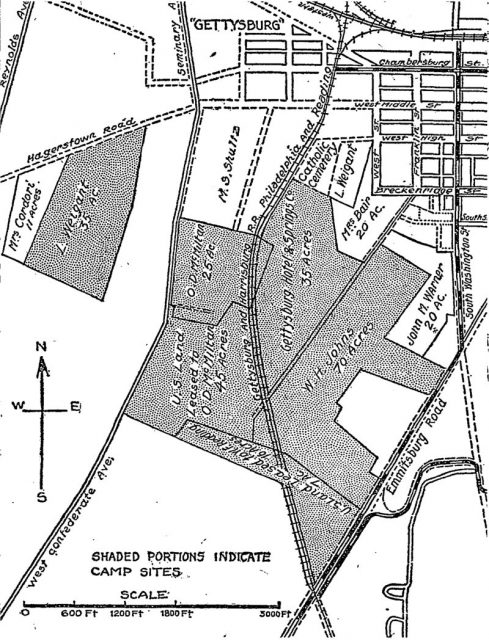 Plan for encampments of 1913 Gettysburg reunion.