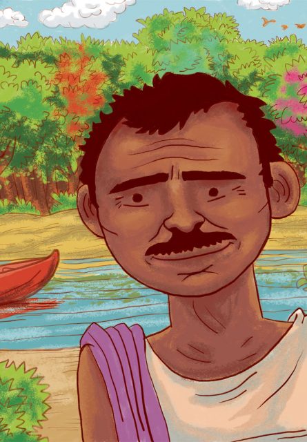 An illustration of Jadav Payeng, from the biographical children’s book Jadav and the Tree-Place by Vinayak Varma CC BY 4.0