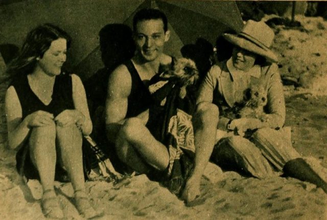 Rudolph Valentino with Aleta Farnum and Gertrude Selby. Motion Picture, January 1921