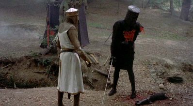 The Black Knight’s arm is cut off. “Tis but a scratch!” he says.