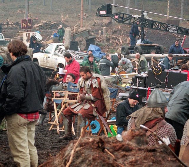 Russell Crowe on the set of movie Gladiator, being filmed at Bourne Wood. Photo by Ken Goff/The LIFE Images Collection/Getty Images