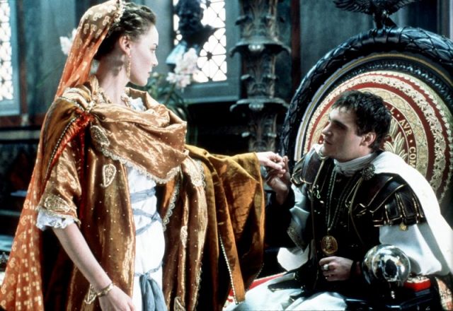 The Emperor of Rome Commodus (Joaquin Phoenix) questions the loyalty of his sister Lucilla (Connie Nielsen) in Dreamworks Pictures’ and Universal Pictures’ Epic Gladiator, directed by Ridley Scott. Photo By Getty Images