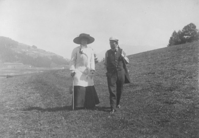 Gustav Mahler (1860–1911), Austrian composer, and his wife Alma (1879–1964) near Toblach.
