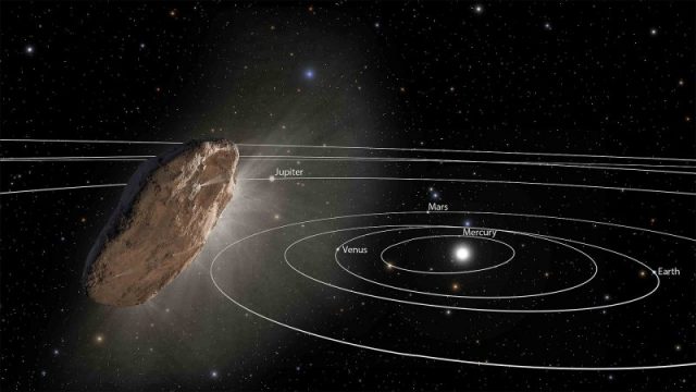 Interstellar object ʻOumuamua’ exits the Solar System (artist concept)