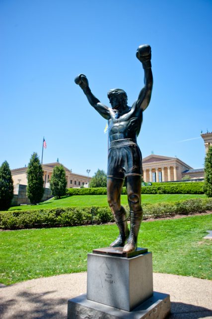 Rocky Balboa Statue in Philadelphia. Sylvester Stallone donated the bronze monument to the city.