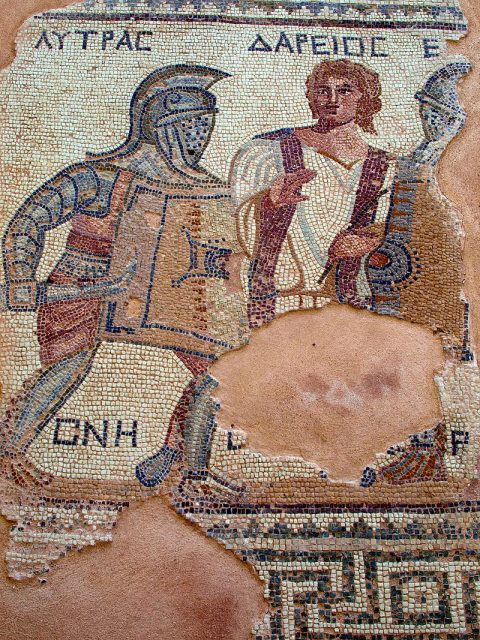 Late 3rd century gladiator mosaic from a private residence in Kourion, Cyprus. Photo by Klaus D. Peter, Wiehl CC BY 3.0 de