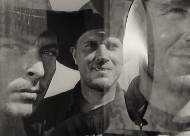 L to R: Lee Van Cleef, Robert J. Wilke, and Sheb Wooley in High Noon.