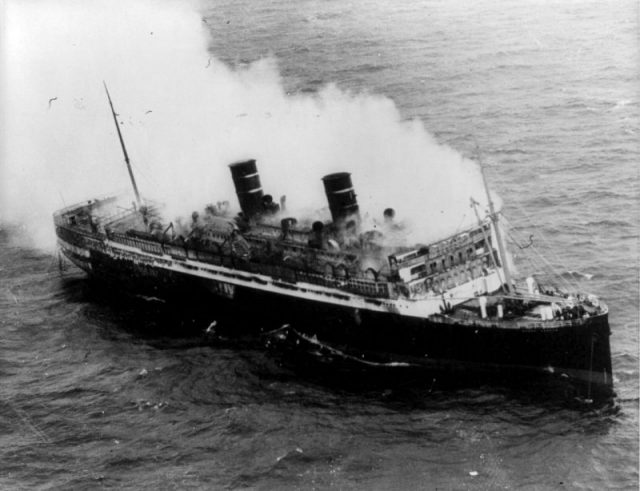 Morro Castle on fire, September 8, 1934.