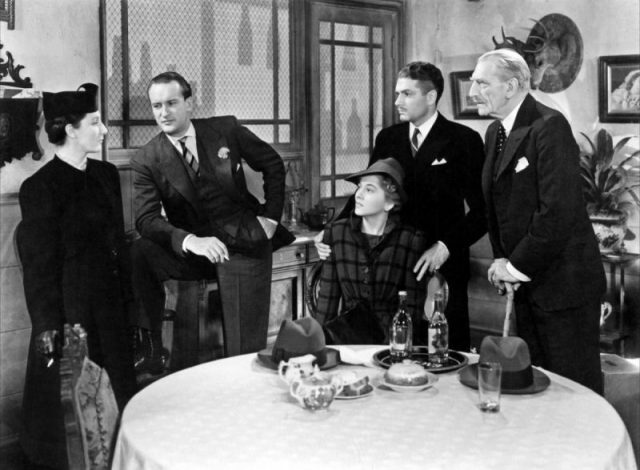 Promotional photograph of (from left) Judith Anderson, George Sanders, Joan Fontaine, Laurence Olivier and C. Aubrey Smith in the film ‘Rebecca.’