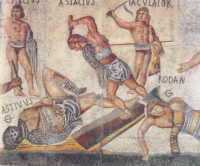Detail of the Gladiator Mosaic, 4th century AD