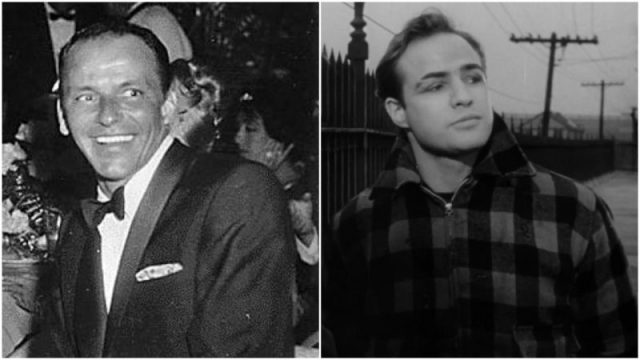 (L) Frank Sinatra. (R) Young Brando as Terry Malloy in On the Waterfront