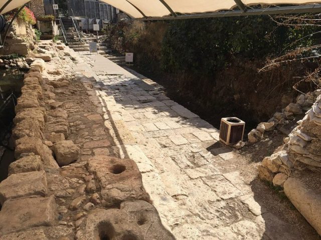 Remains of the Second Temple Pool of Siloam. Photo by Markbarnes CC BY-SA 4.0