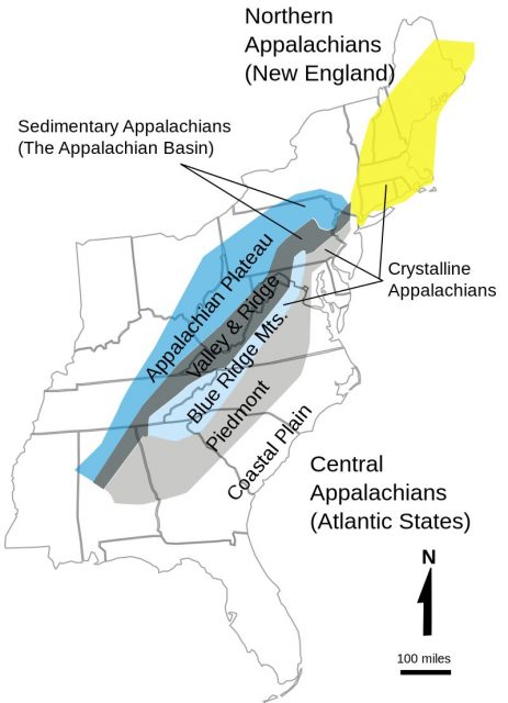 Diagram of the Appalachian Mountain system