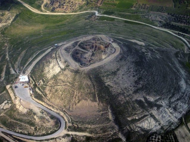 Aerial view of the acropolis of Herodium.