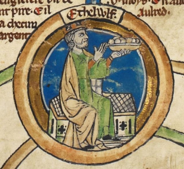 Alfred’s father Æthelwulf in the early fourteenth-century Genealogical Roll of the Kings of England