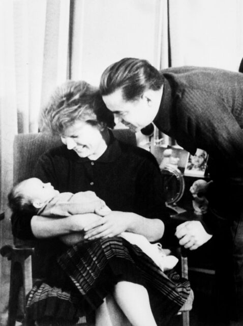 Valentina Tereshkova and Andrian Nikolayev sitting with their daughter, Elena