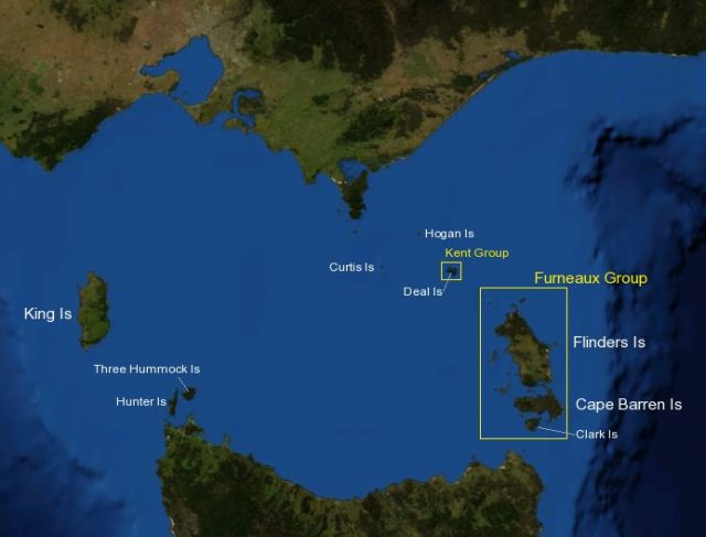 Map of Bass Strait including major island groups. Photo by Chuq CC BY-SA 3.0