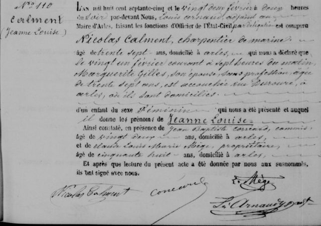 Birth certificate of Jeanne Louise Calment