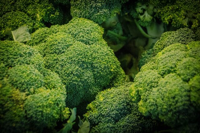 Broccoli stalks piled together
