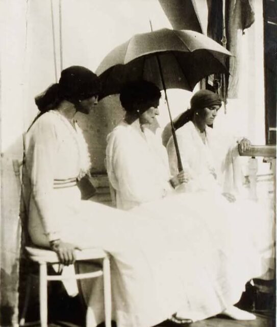 Alexandra with two of her daughters, Olga and Tatiana. 