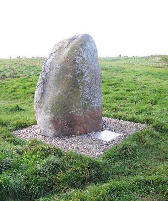 The Memorial to the Battle of Edington is a sarsen stone standing in a corner of the public recreation area adjacent to Bratton Castle Photo by Trish Steel CC BY-SA 2.0