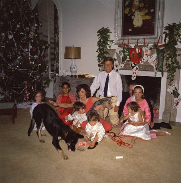 President John F. Kennedy celebrates Christmas with family and friends at the residence of C. Michael Paul in Palm Beach, Florida. December 25, 1962.